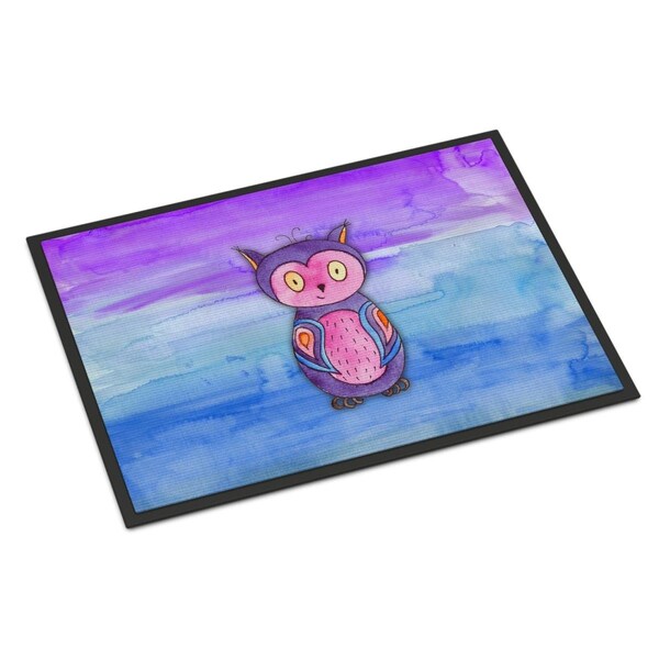 Carolines Treasures 18 x 27 in. Pink & Purple Owl Watercolor Indoor or Outdoor Mat BB7427MAT - main